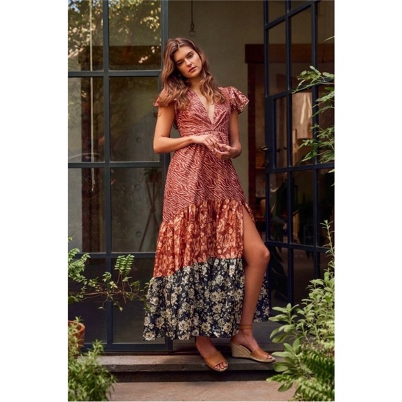 Sachin + Babi Lori Mixed Print Eyelet Maxi Dress, Size 8 - Picture 1 of 13